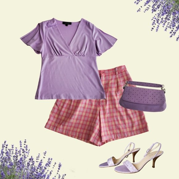 Ann Taylor Leather, Suede, & Brushed Silver Shoulder Handbag | NWOT | Lavender - Picture 12 of 14